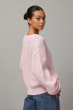 Lola Oversized Cable Knit Crew, ICY PINK - alternate image 2