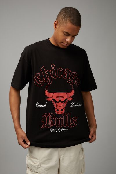 Oversized Nba T Shirt, LCN NBA BLACK/BULLS GOTHIC