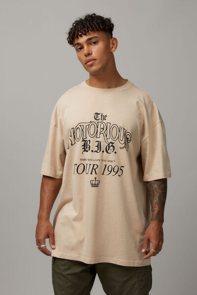 Essential Music Merch T Shirt, LGN MT BEIGE/BIGGIE TOUR