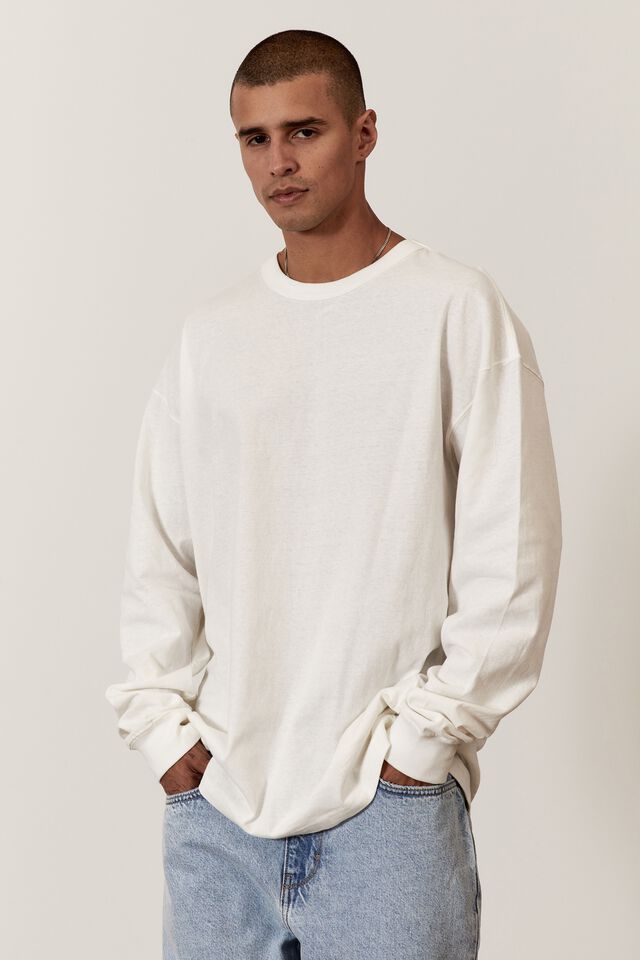 Oversized Long Sleeve Tshirt, WHITE