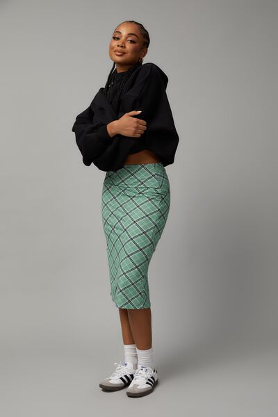 Midi Jelly Skirt, LILLI CHECK/WASHED GREEN
