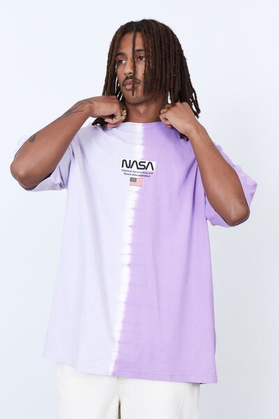 Oversized Nasa T Shirt, LCN NAS PURPLE/SPLIT TIE DYE NASA