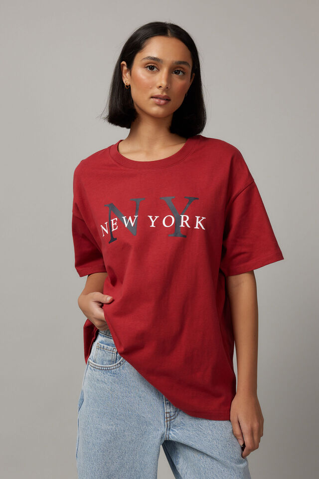 Baggy Graphic Tee, VINTAGE RED / NEW YORK