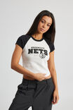 Lcn Nba Raglan Curve Hem Tee, LCN NBA VINTAGE WHITE BLACK/BROOKLYN NETS - alternate image 1