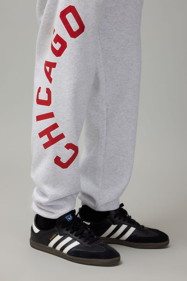 Nba Relaxed Trackpant, LCN NBA SILVER MARLE/BULLS SIDE CURVE