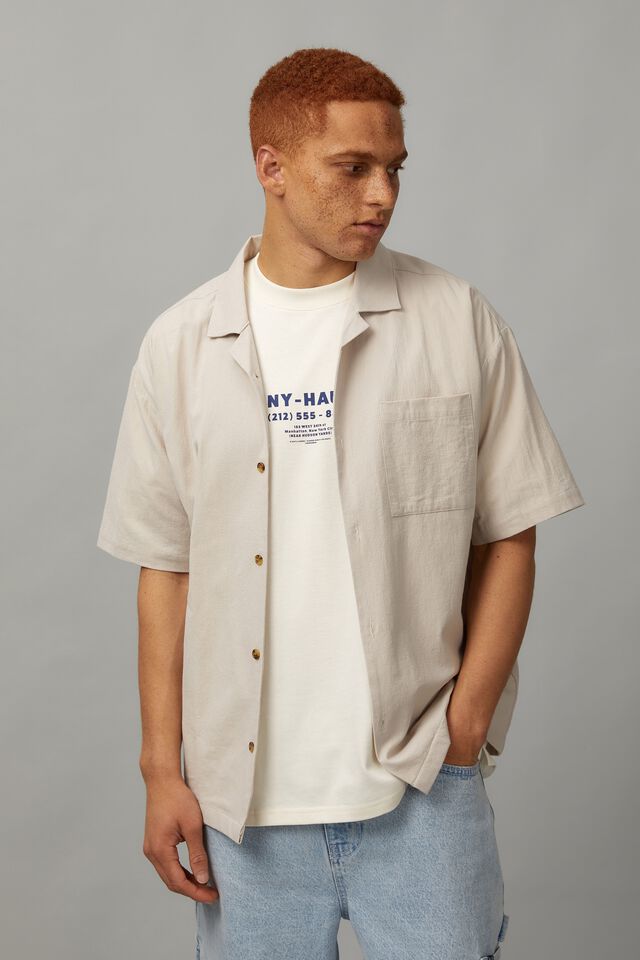 Textured Street Shirt, BEIGE