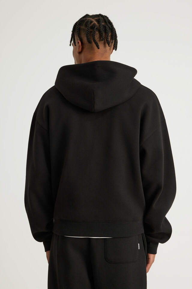 Authentics Boxy Zip Thru Hoodie, BLACK