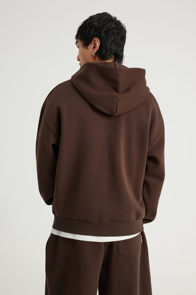 Authentics Boxy Zip Thru Hoodie, WALNUT