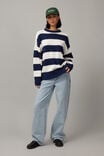 Zephyr Oversized Stripe Knit Crew, NAVY/WHITE STRIPE - alternate image 1