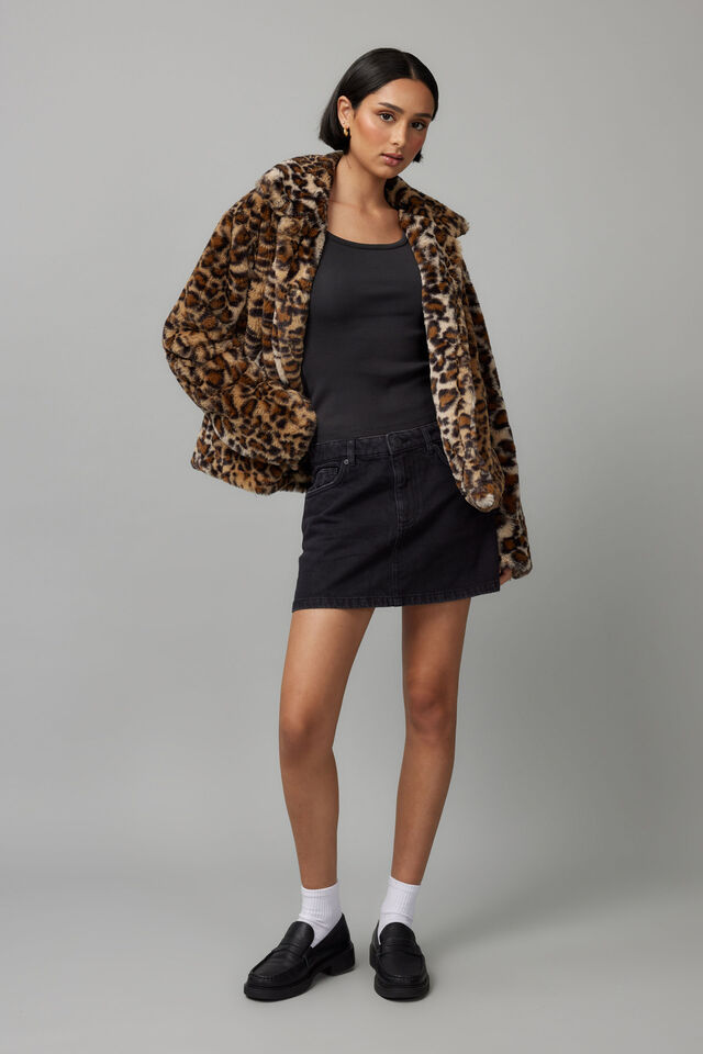 Leopard Faux Fur Jacket, LEOPARD PRINT
