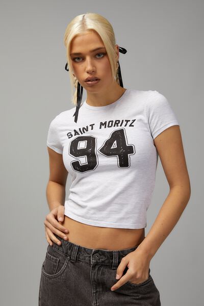 Fitted Graphic Tee, SILVER MARLE / SAINT MORITZ