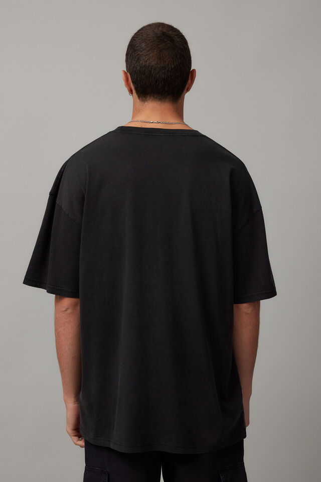 Oversized Music Merch T Shirt, LCN MT WASHED BLACK/ICE CUBE GREYSCALE