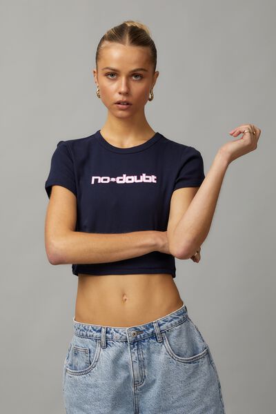 Lcn Mm Cropped Fitted Graphic Tee, LCN MT NO DOUBT / NAVY