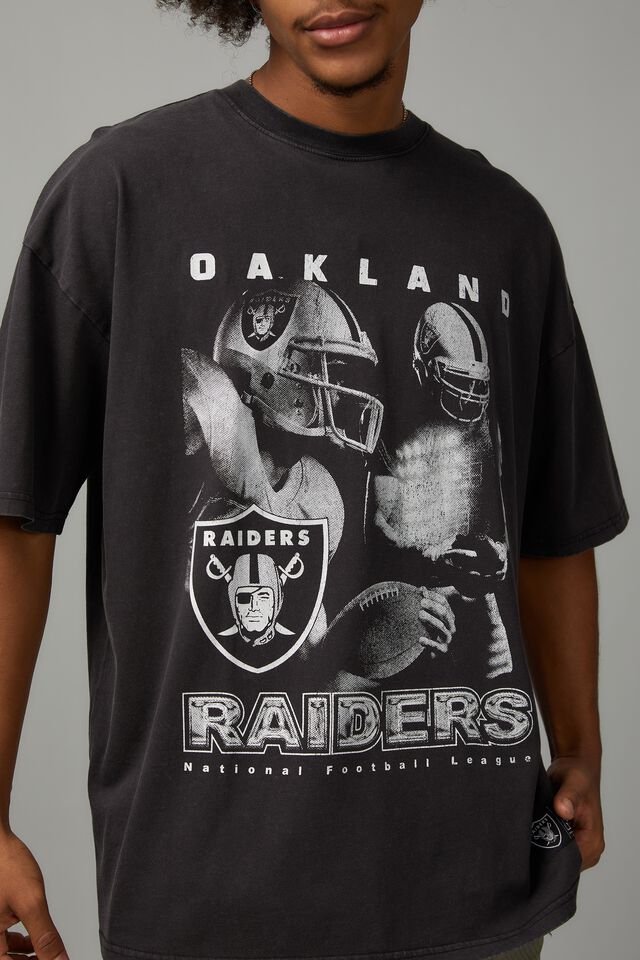 NFL LV Raiders T-Shirt Mens Large Black Short Sleeve Logo Football Sports  Cotton