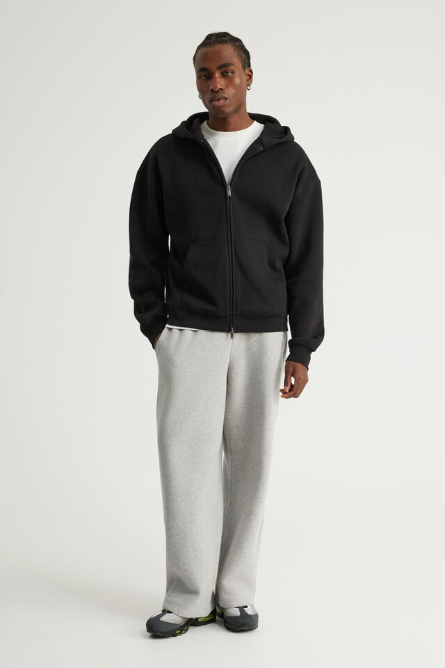 Authentics Boxy Zip Thru Hoodie, BLACK