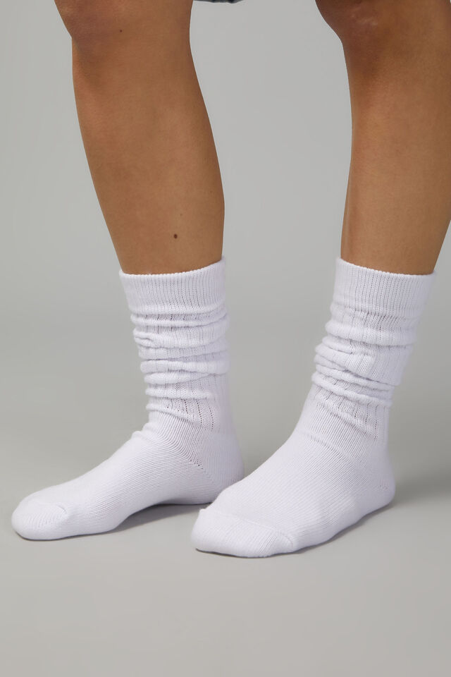 Slouchy Fashion Sock, WHITE