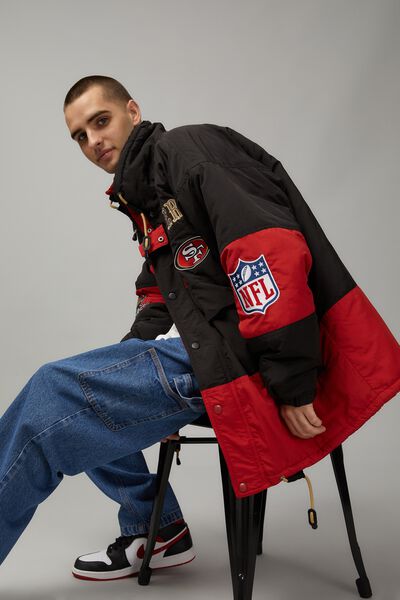 Nfl Longline Parker Jacket, LCN NFL SAN FRANISCO 49ERS/BLACK