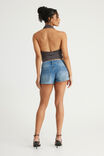 Sidekick Low Rise Booty Short, SOUNDWAVE BLUE/EMBROIDERY - example image 4