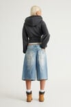 Mega Baggy Jort, CHARISMA BLUE/SKULL ANGEL WINGS - example image 2