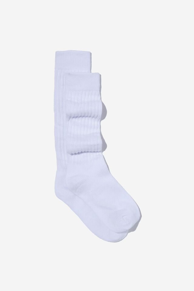Slouchy Fashion Sock, WHITE
