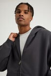 Authentics Oversized Zip Thru Hoodie, SLATE - example image 4