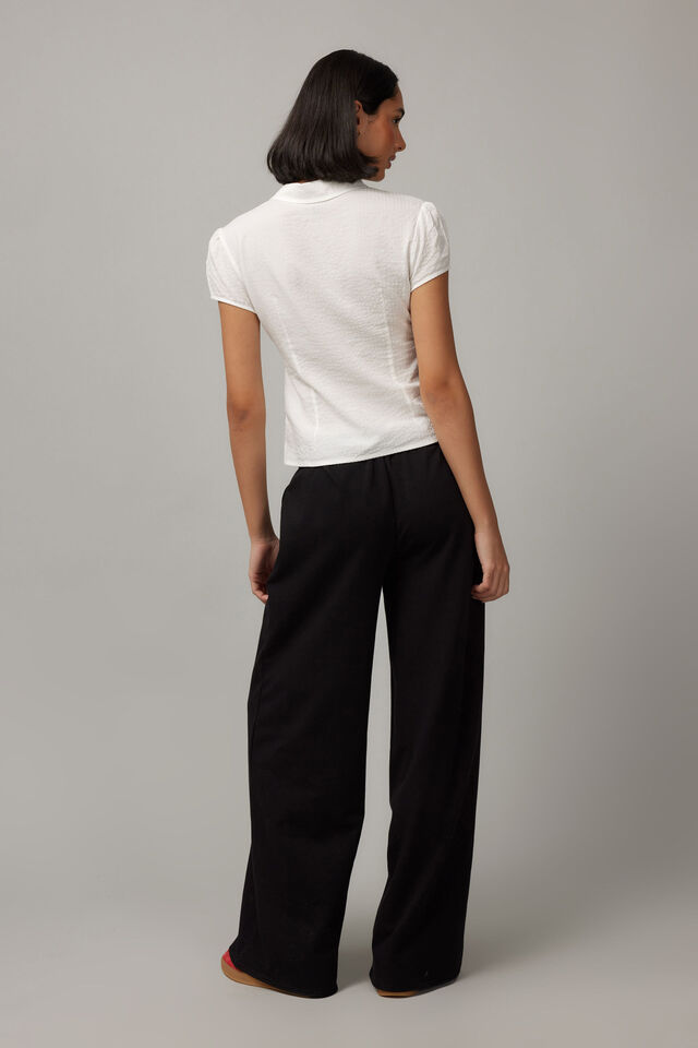 Relaxed Wide Leg Trackpant, BLACK