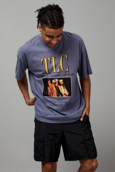Oversized Music Merch T Shirt, LCN MT LAVENDER/TLC FRAMED