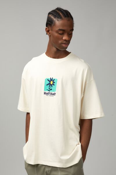 Heavy Weight Box Fit Graphic Tshirt, OFF WHITE/FLOWER
