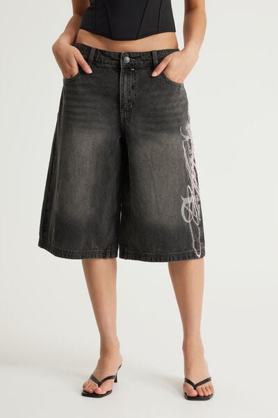 Romy Baggy Jort, DEADSTOCK BLACK/ANGELIC
