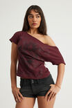 Off Shoulder Graphic Tee, BORDEAUX/SUMMER ROMANCE - example image 5
