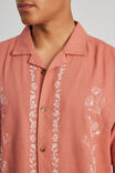 Embroidered Textured Shirt, LIGHT OCHRE/FLORAL EMB - alternate image 4