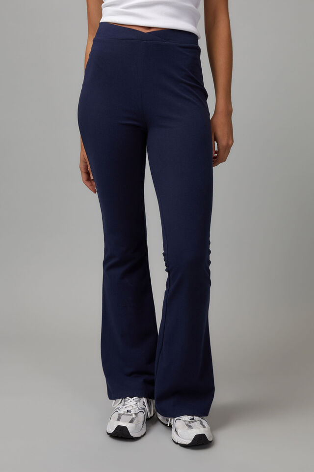 High Waisted Flare Pull On Pant, NAVY