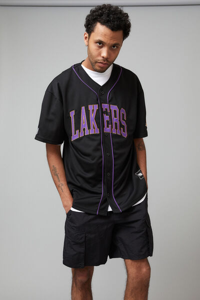 Nba Baseball Shirt, LCN NBA BLACK/LAKERS