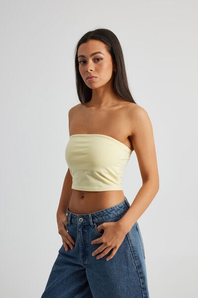 Crop Jersey Bandeau, YELLOW