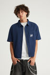 Notion Boxy Cropped Short Sleeve Shirt, NOTION BLUE CHECK/BACK SCRIPT & POCKET - example image 1