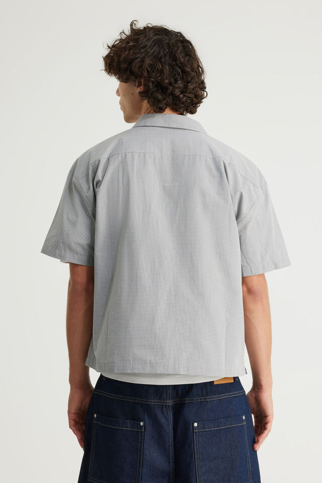 Notion Boxy Cropped Short Sleeve Shirt, NOTION MICRO CHECK/FULL FRONT GRAPHIC
