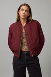 Ava Crop Bomber Jacket, BORDEAUX - alternate image 3