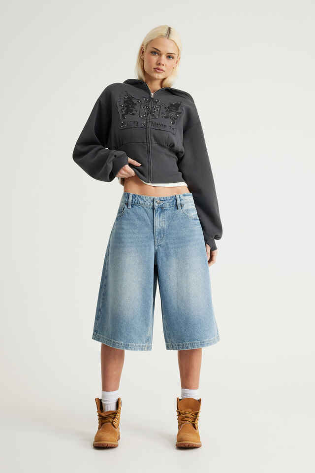 Romy Baggy Jort, CHARISMA BLUE/SKULL ANGEL WINGS