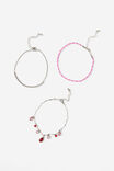 Festival Anklet Pack, SILVER PINK CORD W JEWELS - example image 1