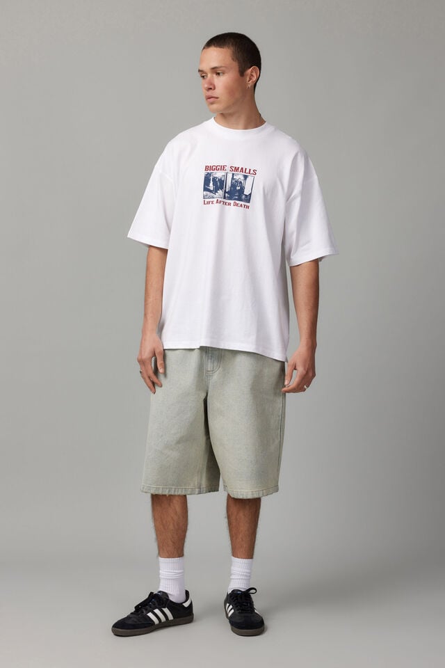 Box Fit Music Merch T Shirt, LCN MT WHITE/BIGGIE EDITORIAL