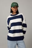 Zephyr Oversized Stripe Knit Crew, NAVY/WHITE STRIPE - alternate image 2