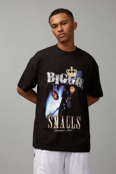 Oversized Music Merch T Shirt, LCN MT BLACK/BIGGIE SHINE