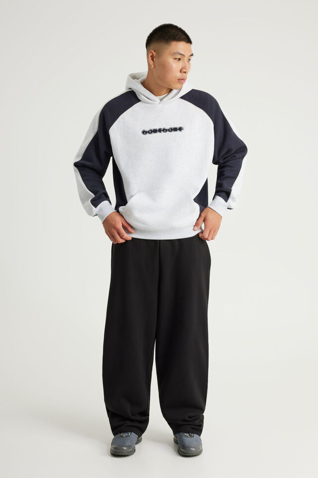 Half Half Hoodie, SILVER MARLE/NAVY BLAZER PANEL