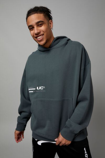 Baggy Graphic Hoodie, STORM GREEN/UNIFIED COLLECTIVE
