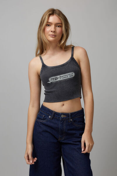 90S Graphic Crop Tank, WASHED BLACK/NYC