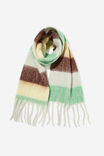 Heavy Knit Winter Scarf Stripe, MULTI GREEN BROWN STRIPE - alternate image 2