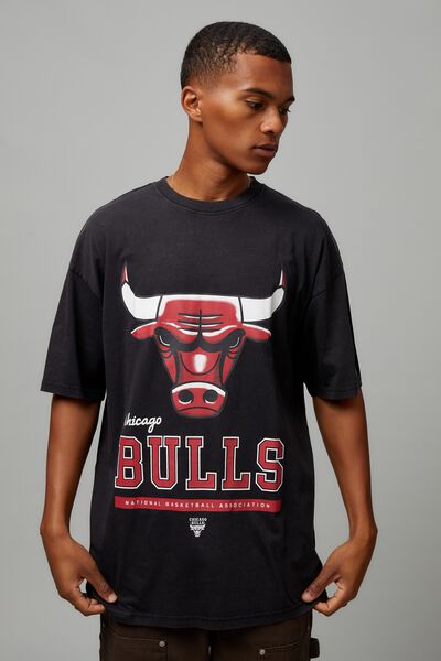 Oversized Nba T Shirt, LCN NBA WASHED BLACK/CHICAGO BULLS CHROME