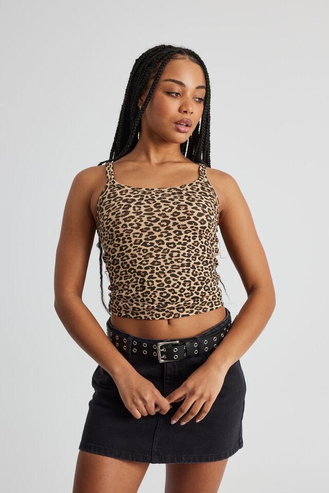 Printed Longline Tank, LEOPARD PRINT