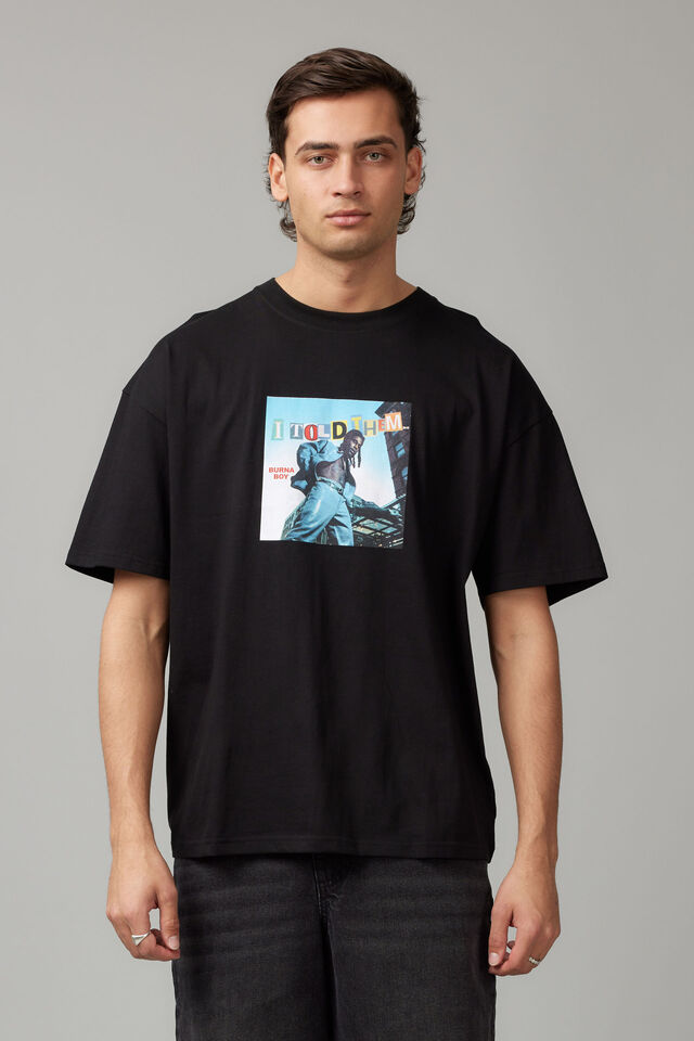 Oversized Music Merch T Shirt, LCN WMG BLACK/BURNA BOY TOLD THEM