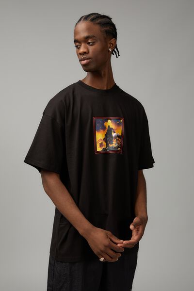 Oversized Music Merch T Shirt, LCN WMG BLACK/BURNA BOY